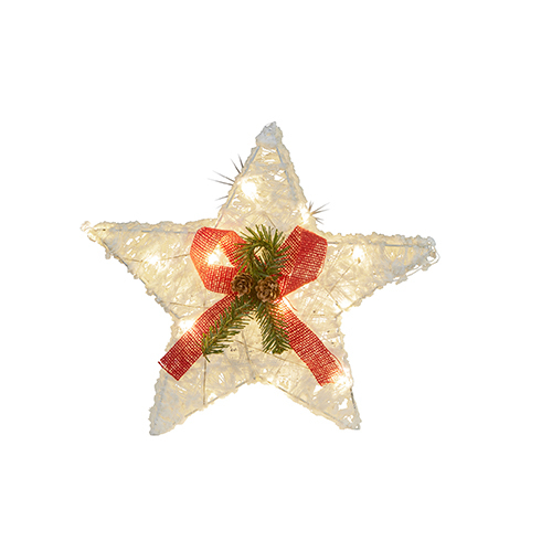 White  Flocked Cotton Star LED  30cm