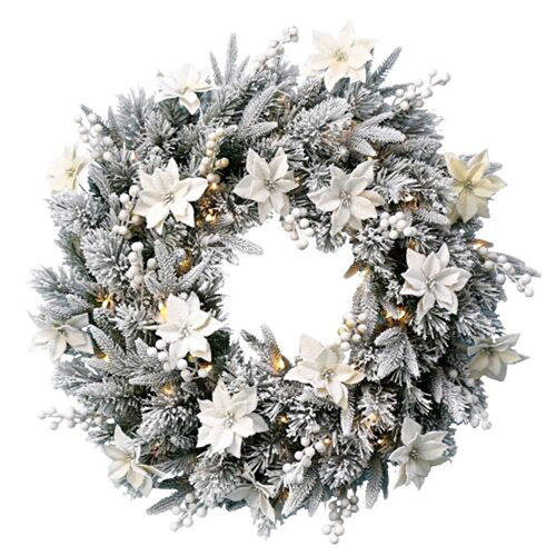 Frosted Colonial LED Christmas Wreath 61cm