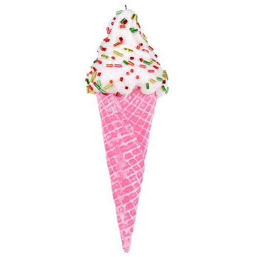 Pink Ice Cream Cone Hanging Christmas Decoration