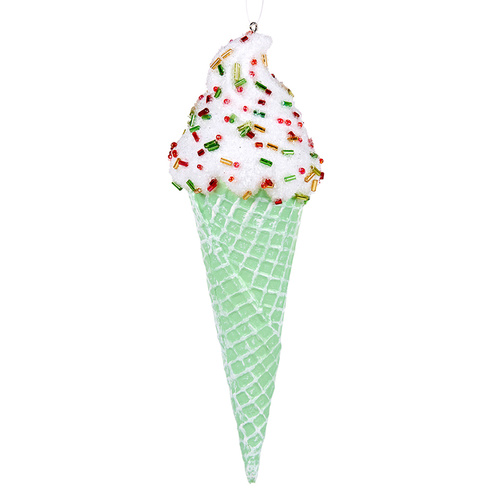 Green Ice Cream Cone Hanging Christmas Decoration