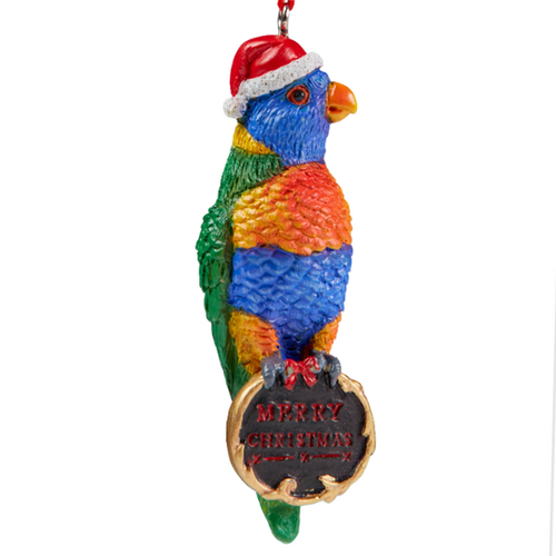 Christmas Rainbow  Lorikeet  Hanging Ornament 8cm