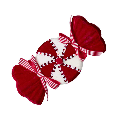 Red and White Lolly Hanging Decoration 22cm