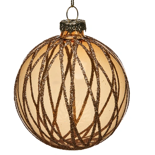 Amber Diamond Glass Christmas Bauble 8cm