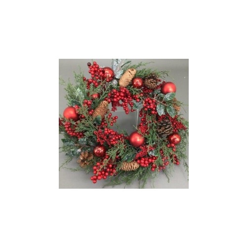Red Berry Ball Wreath 60cm