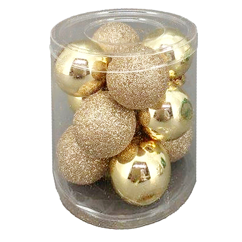 Mixed Gold 4cm baubles 12pc