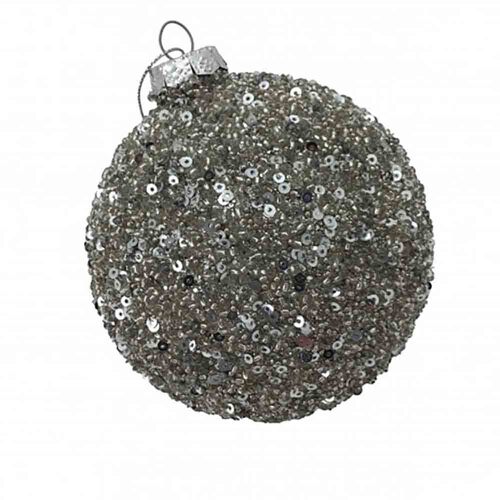 Silver Crystal Bauble Hanging Decoration 10cm