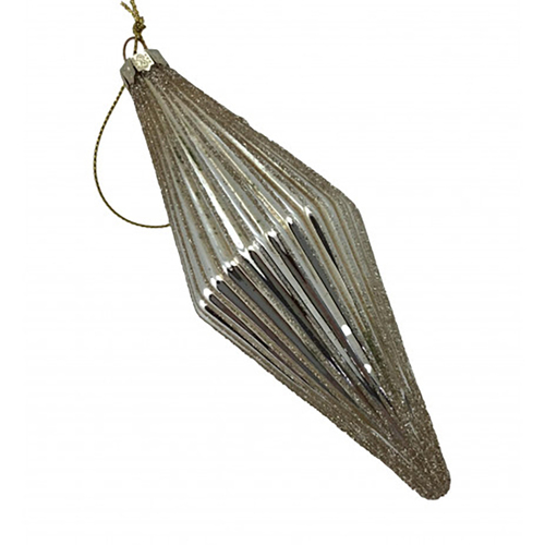 Champagne  Ribbed Hanging Decoration 14cm