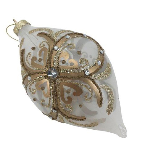 White Gold Swirl  Long Drop Hanging Decoration