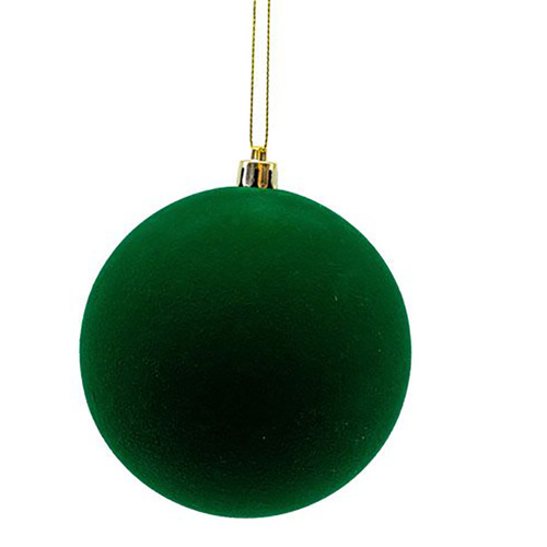 Green Velvet Shatterproof Christmas Hanging Bauble 10cm