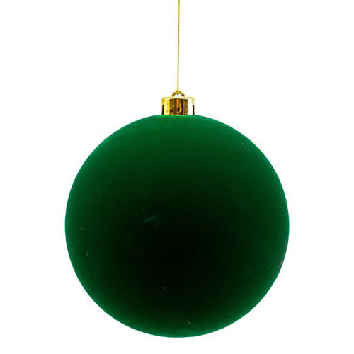 Green Velvet Shatterproof Christmas Hanging Bauble 15cm