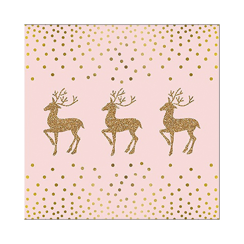 Deer and Dots Pink Luncheon - Disposal Napkin  20pc