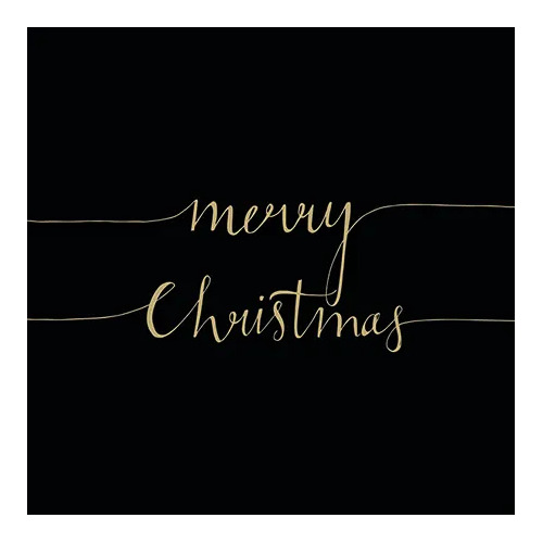 Christmas Note Black Gold  Luncheon 20pc - DIsposable Napkin