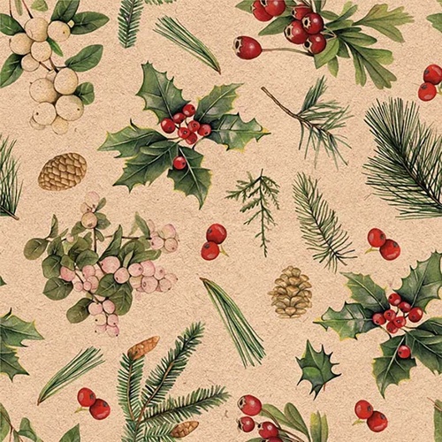 Christmas Recycled Winter Greenery Luncheon -Disposable Napkins  20pk