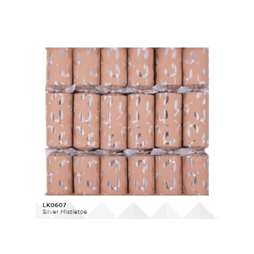 Silver Mistletoe Luxury Kraft Cracker 6pk