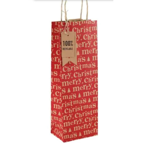 Kraft Merry Christmas Bottle Bag