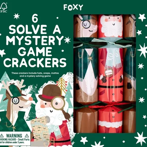 Festive Solve a Mystery Game  Crackers 6pk
