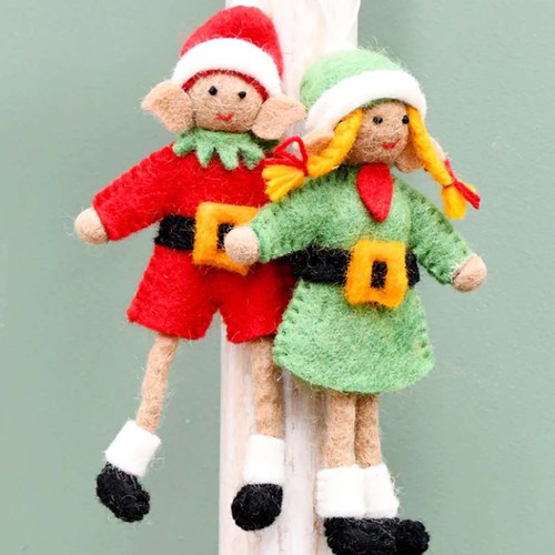 Green Felt Elf Girl  17cm