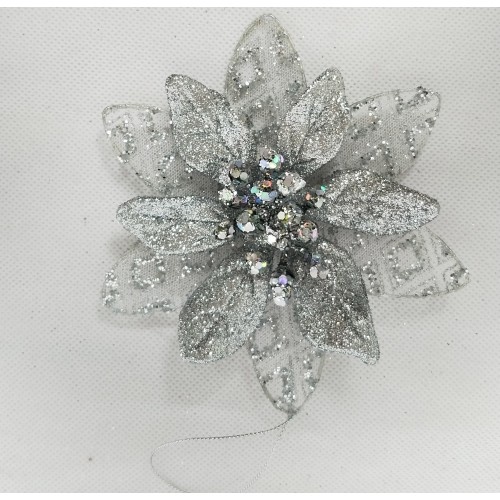 Silver Foil Flower Clip 14cm