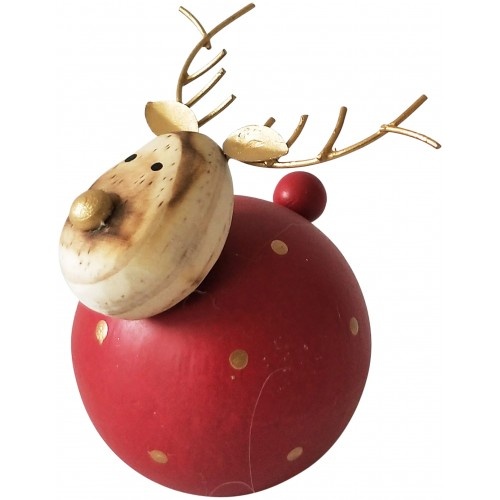 Round Reindeer Standing Decoration with Gold Dots