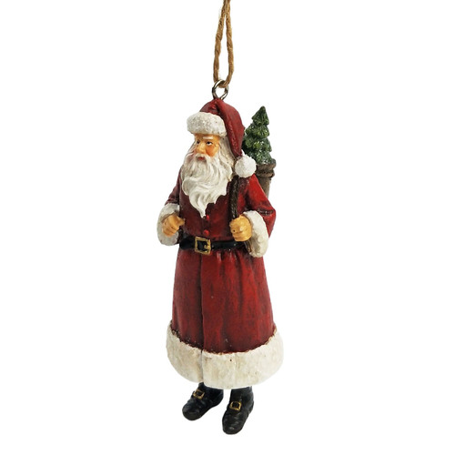 Woodland Hanging Santa Red 9cm