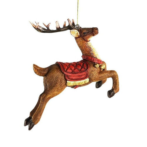 Woodland Hanging Reindeer Brown Red  12cm