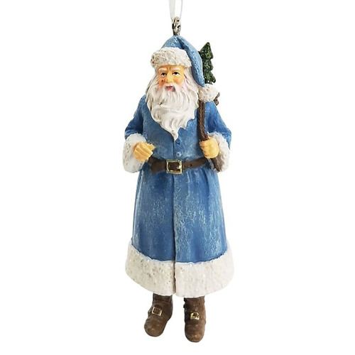 Woodland Hanging Santa Blue 9cm
