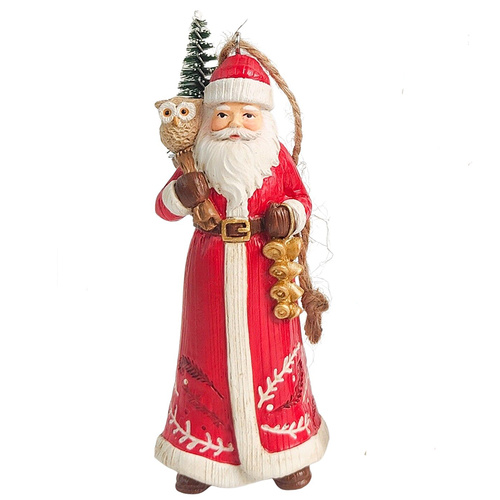 Santa with Owl Hanging Christmas Decoration