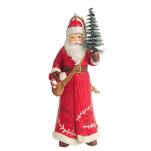 Santa with Satchel Hanging Christmas Decoration