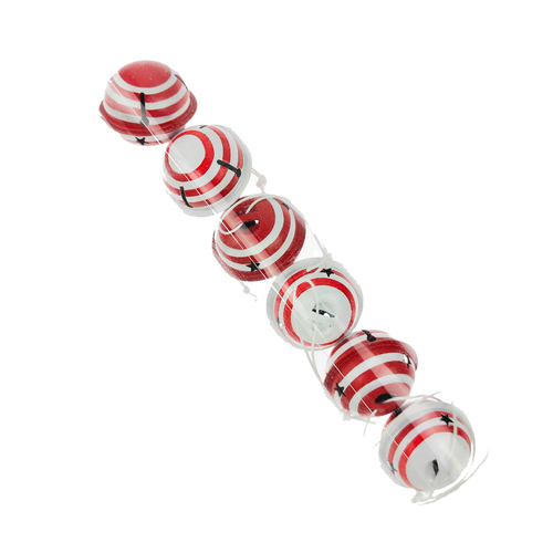 Striped Red and White 4cm Bells 6pk