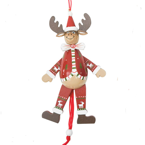 Reindeer Jumping Jack Hanging Christmas Decoration