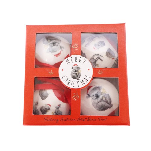 Koala and Kangaroo  Bauble  4pc  5cm Red Box