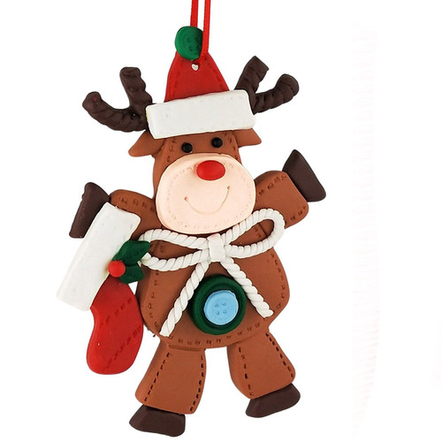 Standing Reindeer Soft   Clay Hanging Decoration 12 cm