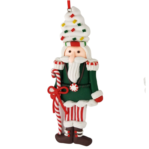Candy Nutcracker Clay Hanging Decoration Green 15cm