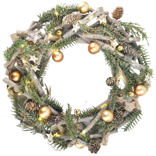 Woodland  Christmas LED Wreath with Glitter 38cm