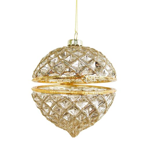 Gift Bauble Hinged  Champagne  Glass  10cm