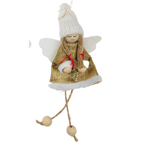 Tomte Angel with Dangly Legs Gold 15cm