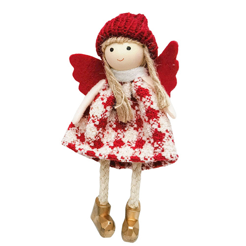 Girl with Checks  Hanging Christmas Decoration 13cm