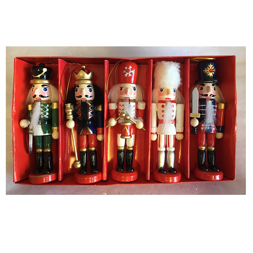 Hanging Nutcracker Christmas Decorations 5pc 13cm