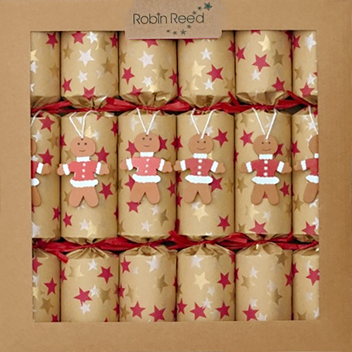 Natural Kraft Cracker with Gingerbread  Man  Decorations 6pk