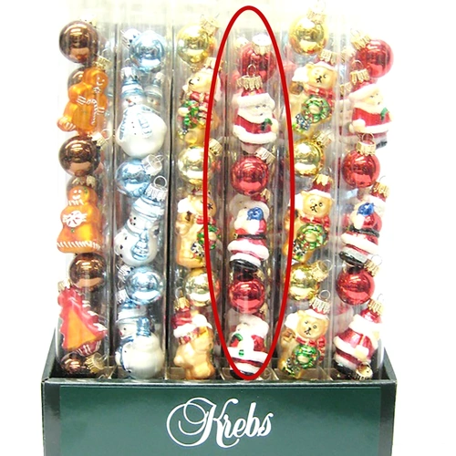 Mini Santa Hanging Decoration Tube  9 pc