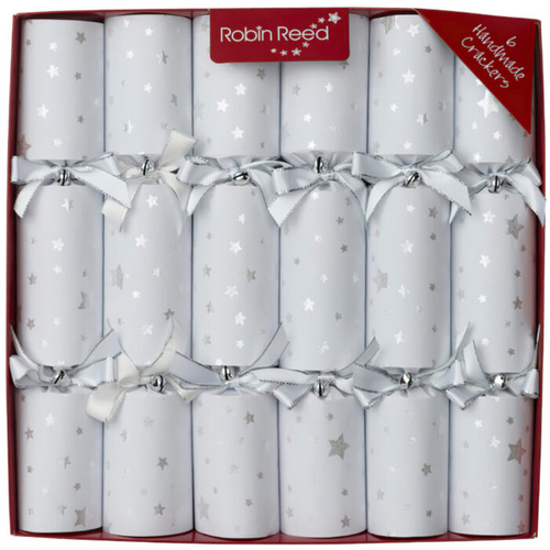 Silver Stars with Bells Christmas Cracker 6pk