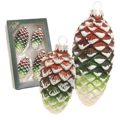 Glass Pinecone Hanging Christmas Decorations 4pc