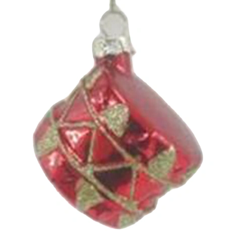 Red Drum Glass Hanging Christmas Decoration 5 x 4 cm