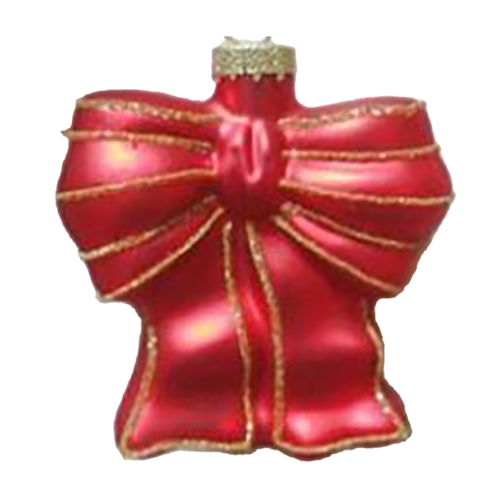 Glass Red and Gold Bow Christmas Decoration  8 x 7.5 cm