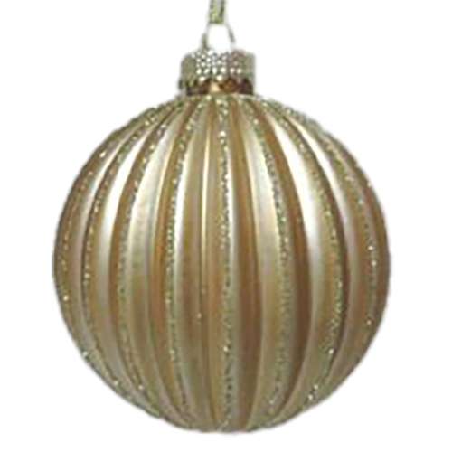 Gold Glitter Rib Christmas  Decoration  8cm