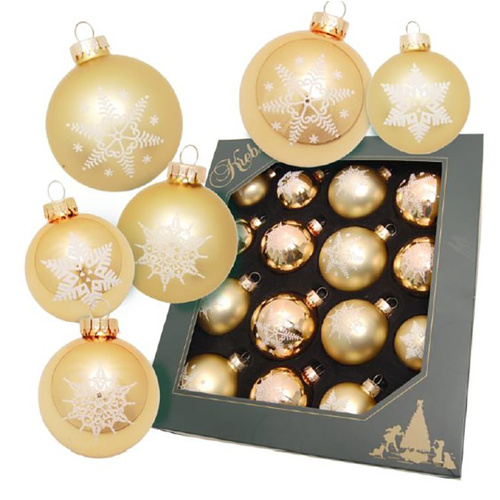 Gold Snowflake Mixed Christmas Hanging Decorations 16 pc set