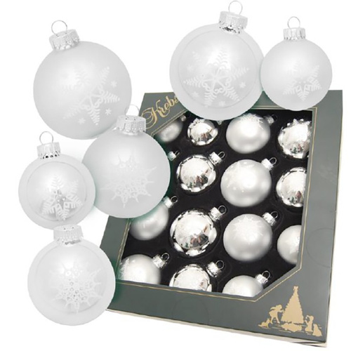 Silver Snowflake Mixed Christmas Hanging Decorations 16 pc set