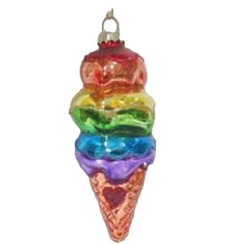 Glass IceCream Cone Christmas Decoration 13cm
