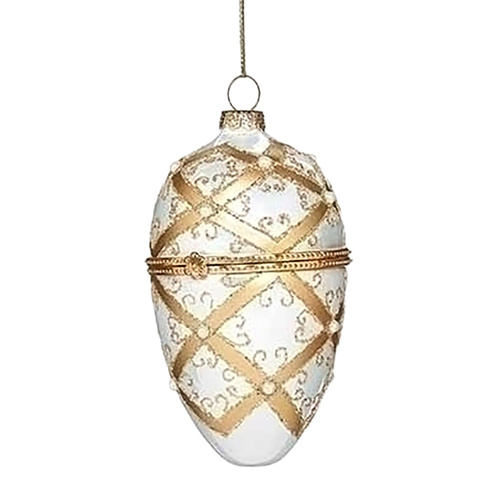 Faberge White Gold Gift Egg Christmas Tree Decorations