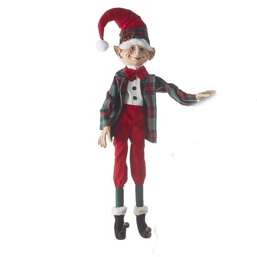 Red Plaid Posable Elf  90cm